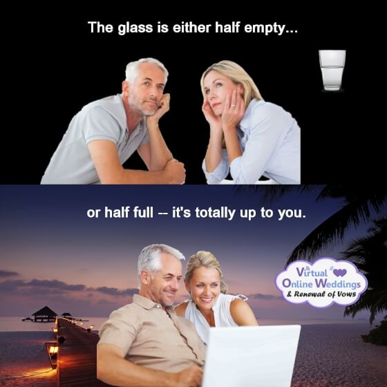 Bored couple at top with half empty glass, text: 