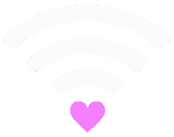White heart with animated Wi-FI signals emanating.